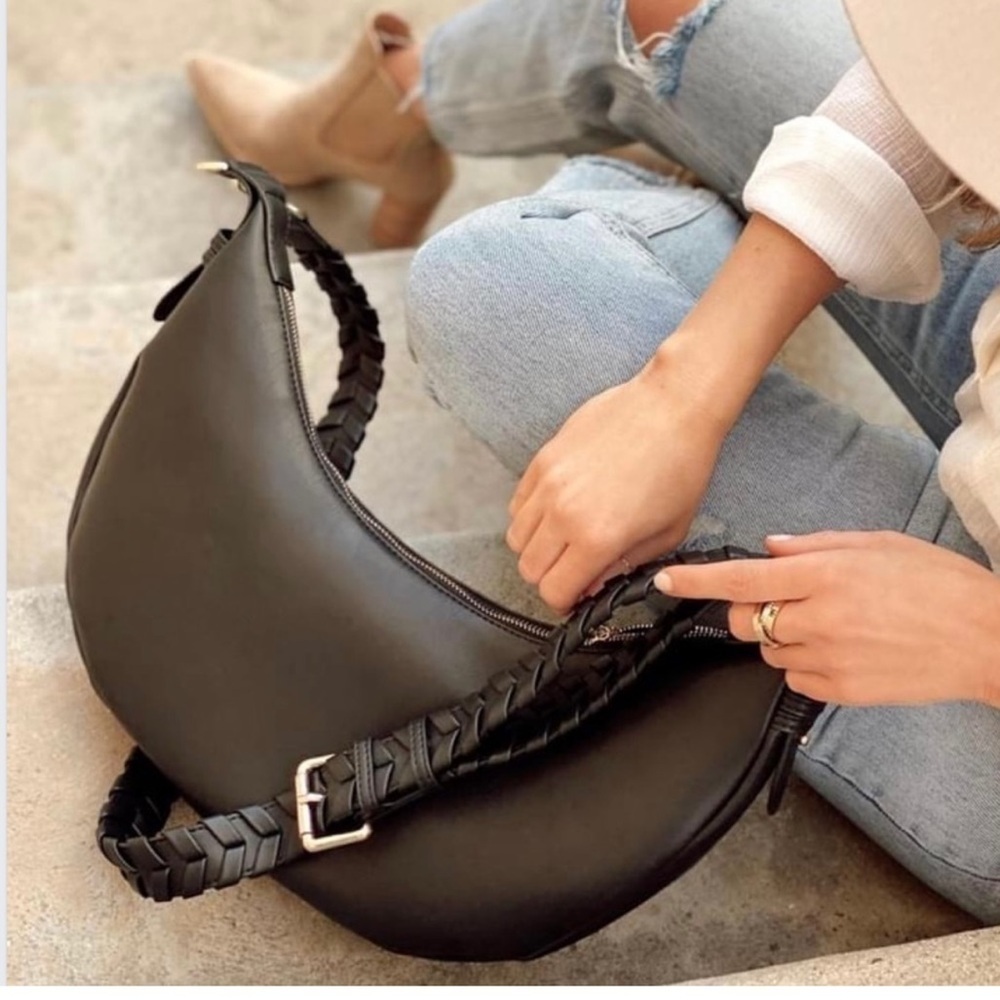 Jules Kae Zola Moon Hobo Shoulder Bag. NWT. Black Vegan Leather. Large #376 - Picture 2 of 13